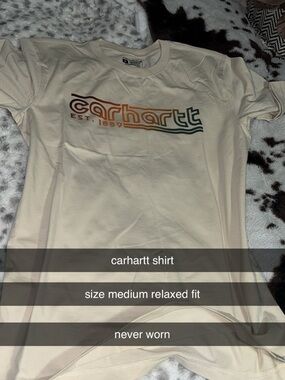 Carhartt Cream Short-Sleeve Tee with Retro Multicolor Logo